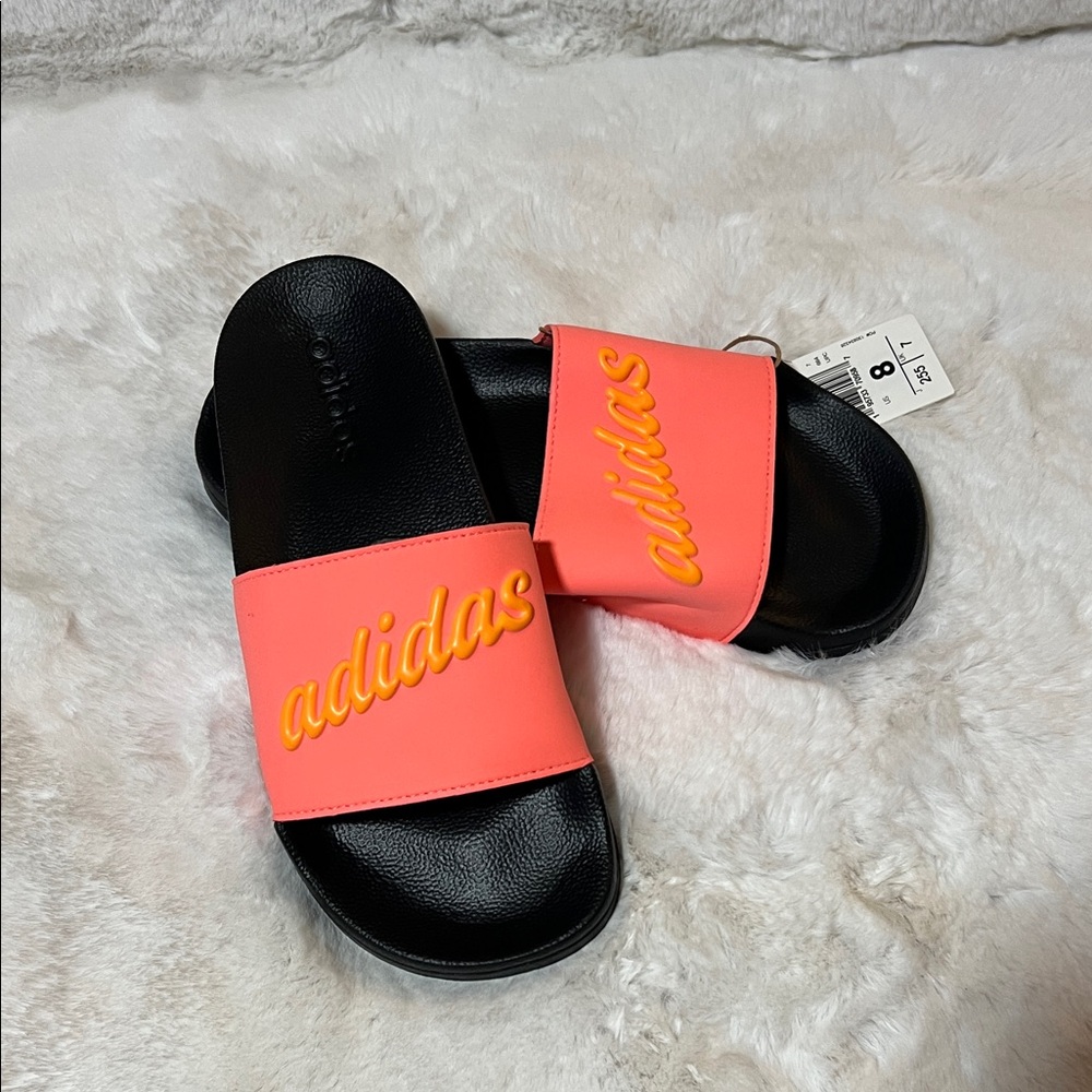 Adidas Women's Coral and Black Sandals